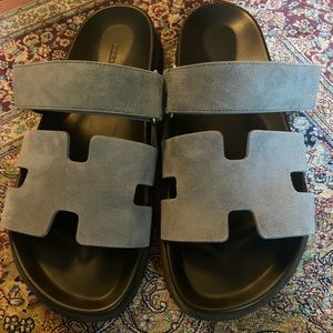 Hermes Blue Suede Chypre Sandal 40